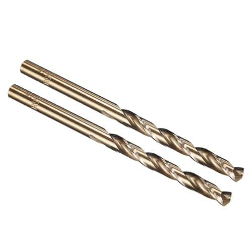 PATIKIL 5mm Drill Bit, Jobber Straight Shank M35 Cobalt 5% High-Speed Steel 135° Gold Finish for Stainless Steel Hard Metal - 2 Pack