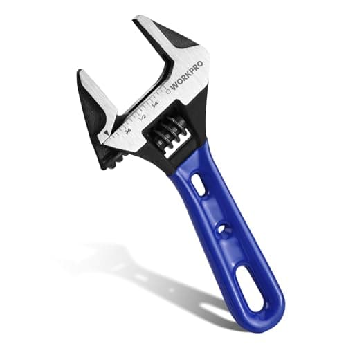 WORKPRO 4-Inch Stubby Adjustable Wrench, 0.94-Inch Extra Wide Jaw Opening Wrench, Metric/SAE Scales, Cr-V Steel, Ideal for Work in Confined Spaces