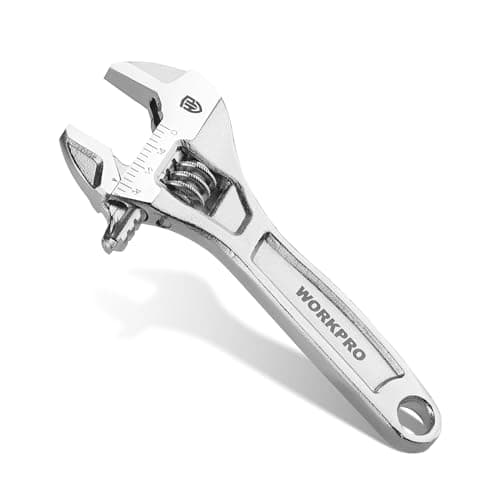 WORKPRO Adjustable Wrench, 4-inch Heavy Duty Spanner with Inch/Metric Scale, Premium Cr-V Steel, Chrome Plated