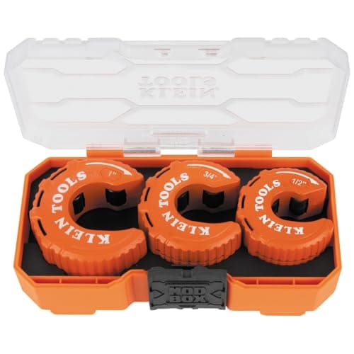Klein Tools 50048 C-Style Copper Tubing Pipe Cutter Tool Set with 1/2, 3/4, and 1-Inch Cutters, MODbox Case, Ultra-Compact for Tight Spaces, 3-Piece