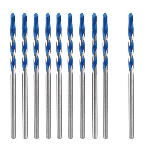 Piutouyar 10 Pcs 4mm Masonry Drill Bits, 5/32" Carbide Drill Bits Set for Concrete, Tile, Glass, Ceramic, Brick, Wood