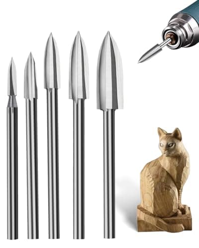 Faqeegi 5PCS Industrial-Grade HSS Wood Drill Bit Set (3-8mm), 1/8" Shank 3-Edge Spiral Bits for Dremel/Rotary Tools, Precision Drilling & Carving for Wood/Composite/Plywood