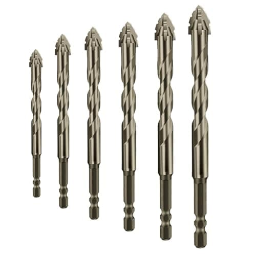 6PCS High-Strength Eccentric Twist Drill Bit Set - Four-Flute Sawtooth, Four-Edged Serrated, Multifunction (4/5/6/8/10/12mm)