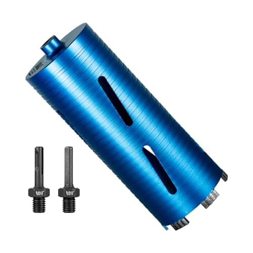 SALI Diamond Core Drill Bits 4" Diameter 10"/254mm Drilling Depth 5/8-11" Thread Core Bit Turbo Laser-Welded Segments for Cured Concrete with, Brick, Block, Masonry, with Two Adapters