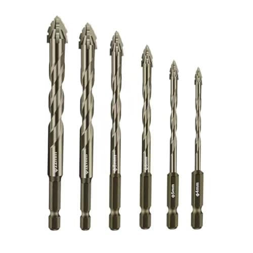 Four-Flute Sawtooth Eccentric Drill Bit Multifunction Four Edged Serrated Eccentric Drill 4-Flute High Hardness Four Edged Serrated Drill Bit Set 4/5/6/8/10/12mm for Concrete Tile Ceramic Wood