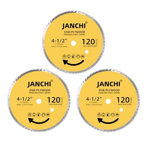 3Pack 4-1/2 Inch 120T Circular Saw Blade 3/8 Inch (9.5mm) Arbor, Plywood, OSB, Paneling and Vinyl Siding Fast and Smooth Cutting Saw Blade