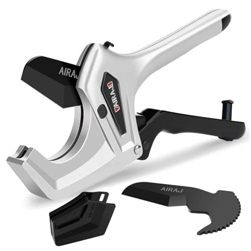 AIRAJ Ratchet PVC Pipe Cutter Heavy Duty,Cuts up to 3 Inches,PVC Cutter with One-Click Blade Replacement,Plastic Pipe Cutter, PVC Cutter Tool,PEX Pipe Cutter,PVC Pipe Shears with Extra Spare Blade