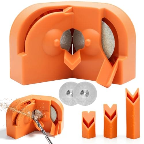 Drill Bit Sharpener – Portable Multipurpose Drill Bit Sharpener Tool with 2 Grinding Wheels, Adjustable Angles for HSS, Masonry & Carbide Bits (5/64"–5/8")