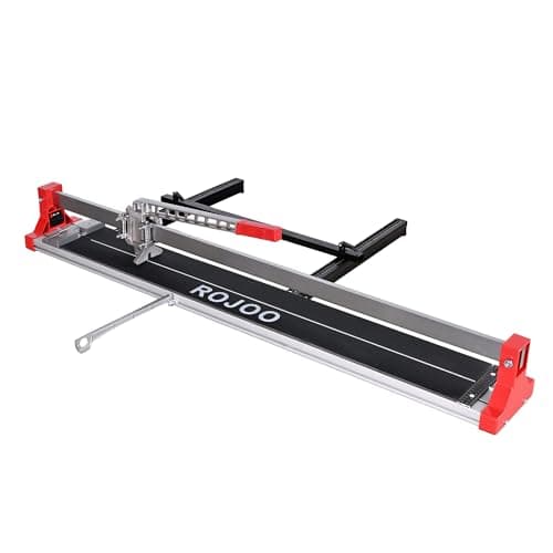 ROJOO 32/48 inch Manual Tile Cutting Machine Wide Aluminum Bottom Plate Single Slide Rail Adjustable Ceramic Porcelain Tile Cutter Heavy Duty (48inch/120cm)