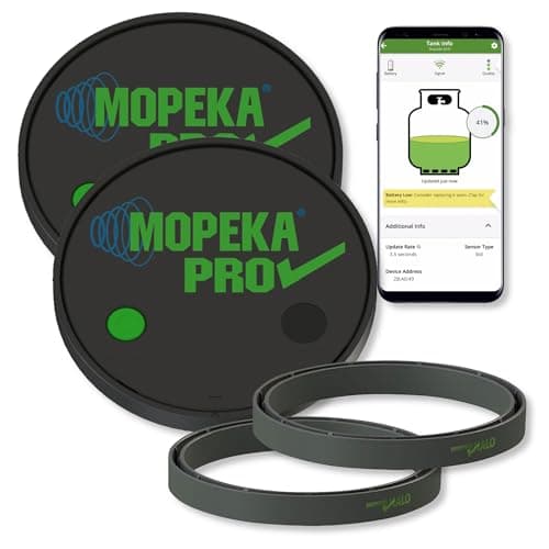 Mopeka Pro Check Universal Bundle - 2 Pro Universal Sensors and 2 Tank Halos - Wireless Propane Tank Gauge Sensor - BBQ and RV Must Have Accessories Monitors Outside Propane Tank Levels in your Camper