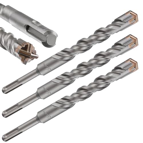 Wensilon 3pcs 3/4" X 8"-6" Cross-Type Double Thread Carbide Drill Bits for Concrete, Brick, Stone, Hammer Drill Bits