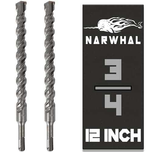 SDS Plus 3/4 Inch Masonry Drill Bit for Rotary Hammers (12" Length - 2 Pack) Carbide Tipped to Easily Drill Through Concrete, Cement, Brick, Block, Stone, and More!