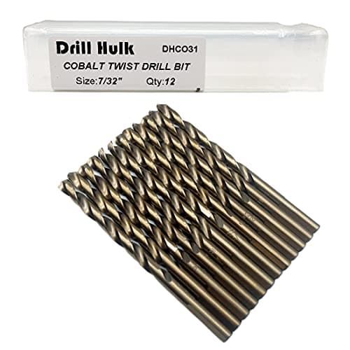 7/32-Inch Cobalt Steel M35 Jobber Length Twist Drill Bits for Hard Metal, Stainless Steel, Pack of 12