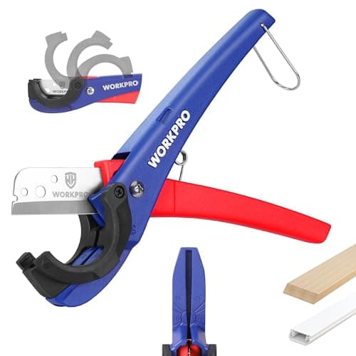 WORKPRO PEX Cutter, Hose Cutter with 1/8"-1-5/8" Cutting Capacity, specific angle(30°, 45°) for cutting rectangular cord cover, Tubing Cutter for PPR, PE, PP, Suitable for Home and Plumbing Repairs