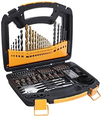 Amazon Basics Drill & Driver Multi Bit Set, Alloy Steel Drill Bits for Metal, Wood, Plastic, Masonry, with Storage Case, 100-Piece