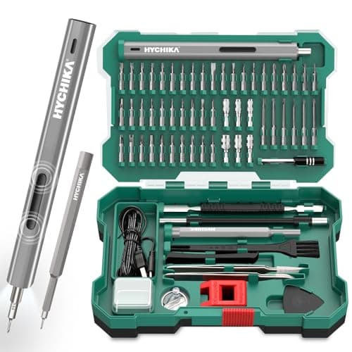 HYCHIKA Precision Screwdriver Set, Mini Electric Screwdriver 67-in-1 with 52 Magnetic Bits, 3 Torque Settings, LED Light & Rechargeable Repair Tool Kit for Computer Phone Camera