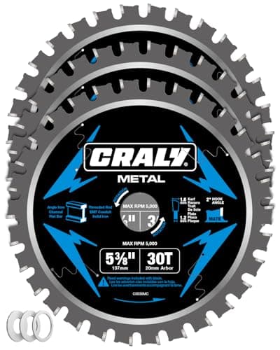 CRALY 5-3/8 Inch 30 Teeth Steel and Ferrous Metal Cutting Circular Saw Blade, 20 mm Arbor, Thin Kerf, Professional Carbide Tipped Blade for Angle Iron, Threaded Rod, EMT Conduit, 3-Pack(C0530MC-3)