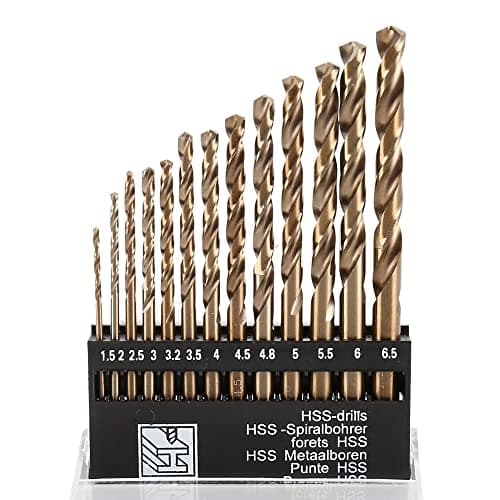 Cobalt Metric Drill bits Set 1.5mm-6.5mm/13PCS High-Speed Steel Drill bit for Stainless Steel, Hard Metal, Cast Iron, Copper, Aluminum Plastic