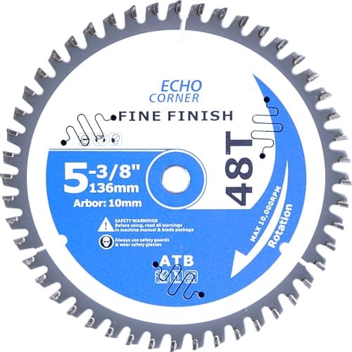 Echo Corner 5-3/8 Inch (10mm Arbor) 48Tooth Circular Saw Blades, Fine Cut Fine Finish Crosscut Framing Ripping Wood Plywood Plastic Veneer Lumber Laminate (Wood 48T)